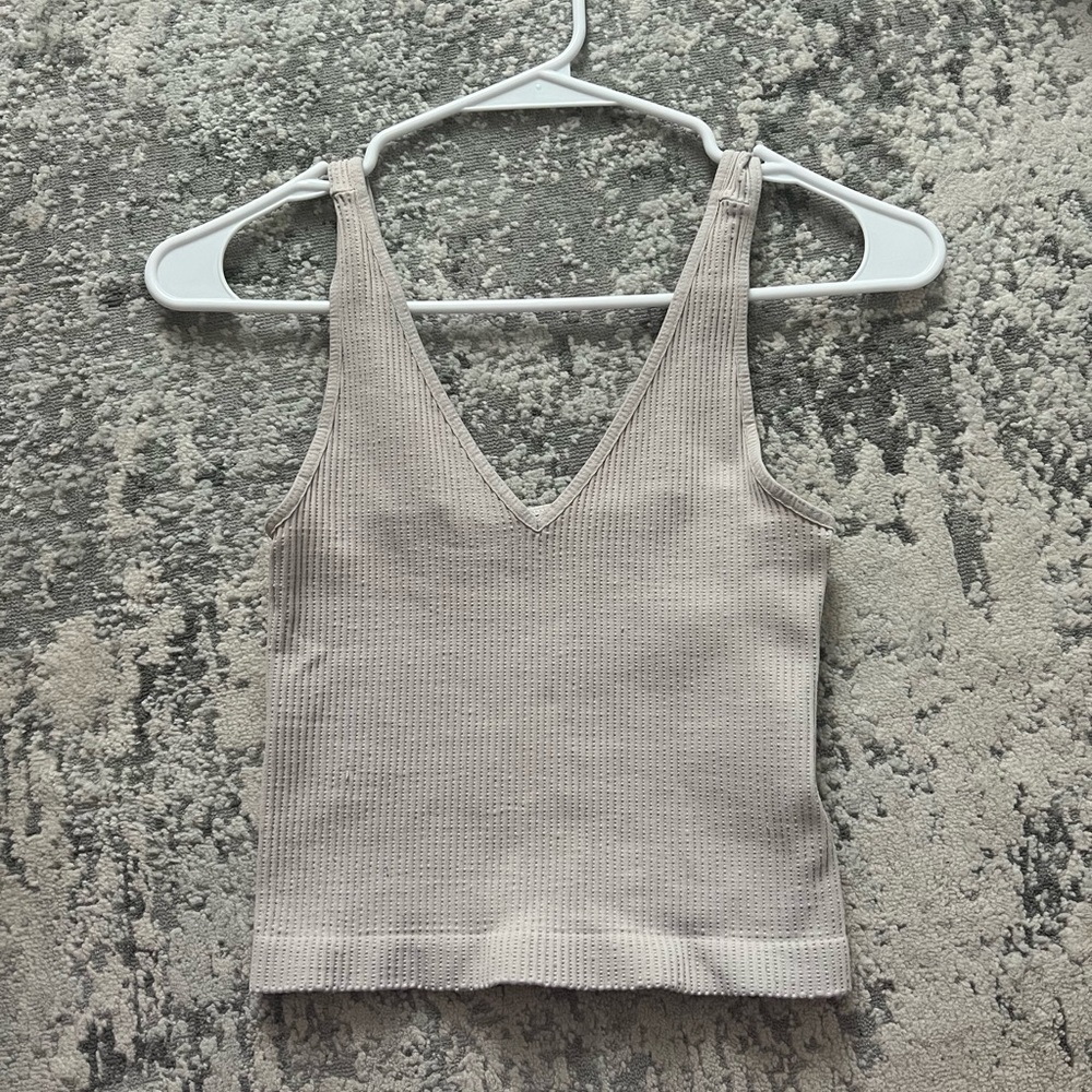light pink ribbed tank top